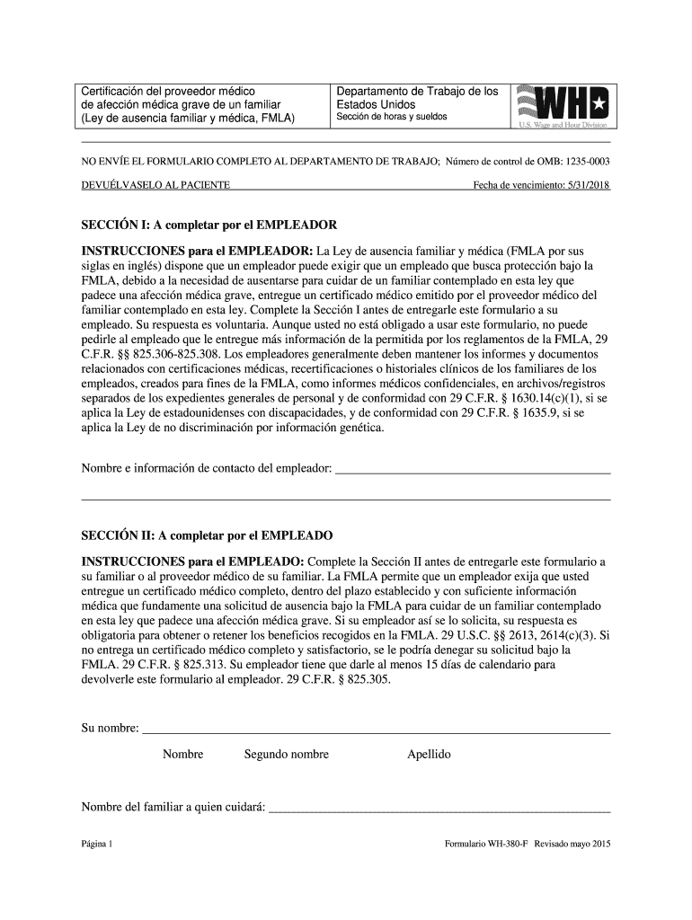 DoL WH 380 F Spanish Form Fill Online Printable Fillable 