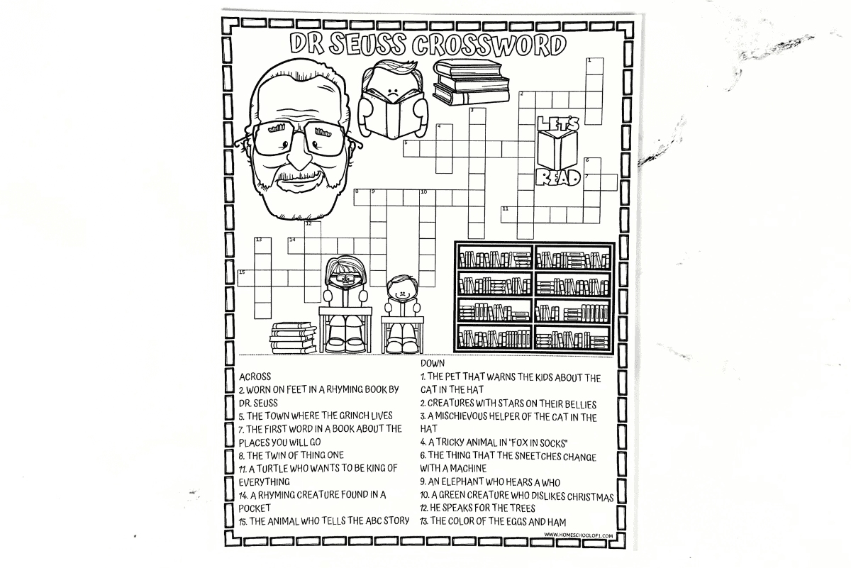 Dr Seuss Puzzles Printable  Crossword