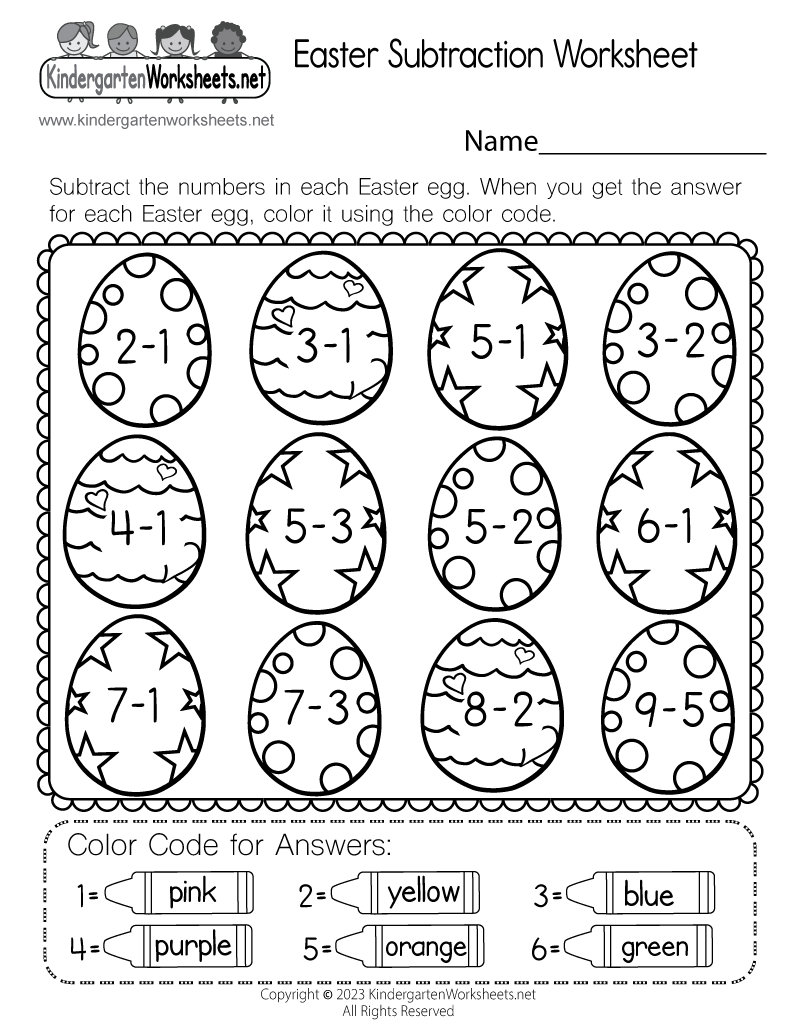 Easter Subtraction Worksheet Free Printable Digital amp PDF