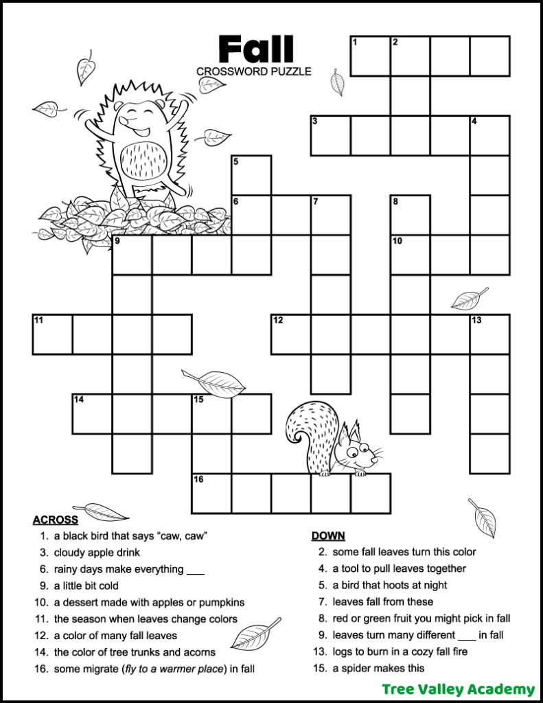 Easy Crossword Puzzle Free Printable