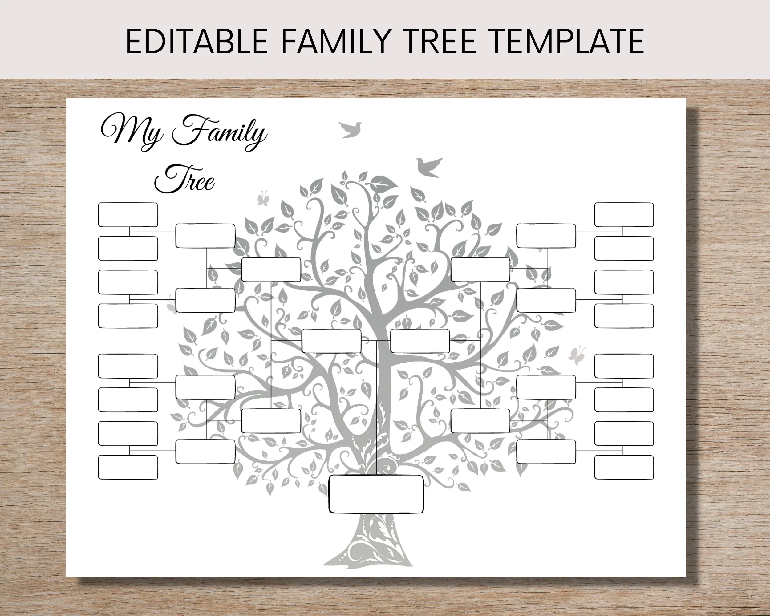 Editable Family Tree Template For Five Generations Etsy Sweden