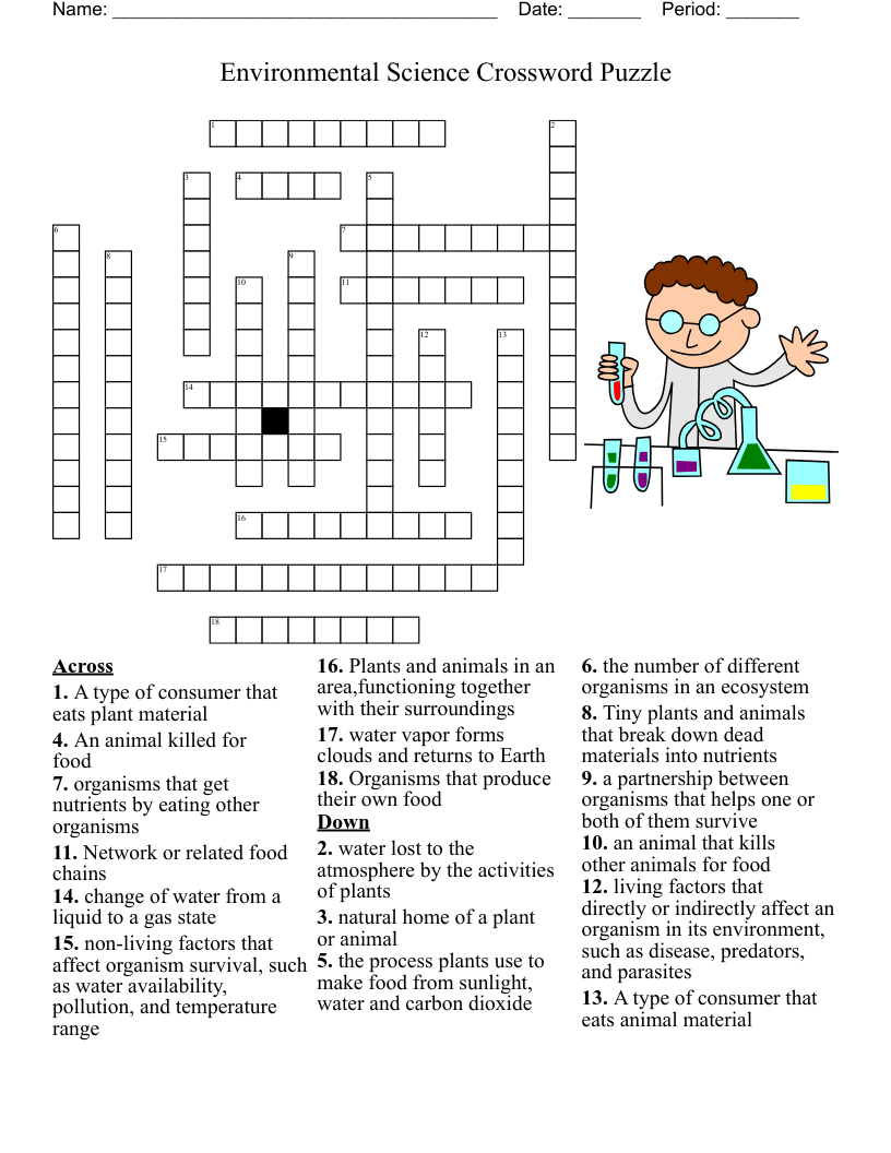 Free Science Crossword Puzzles Printable