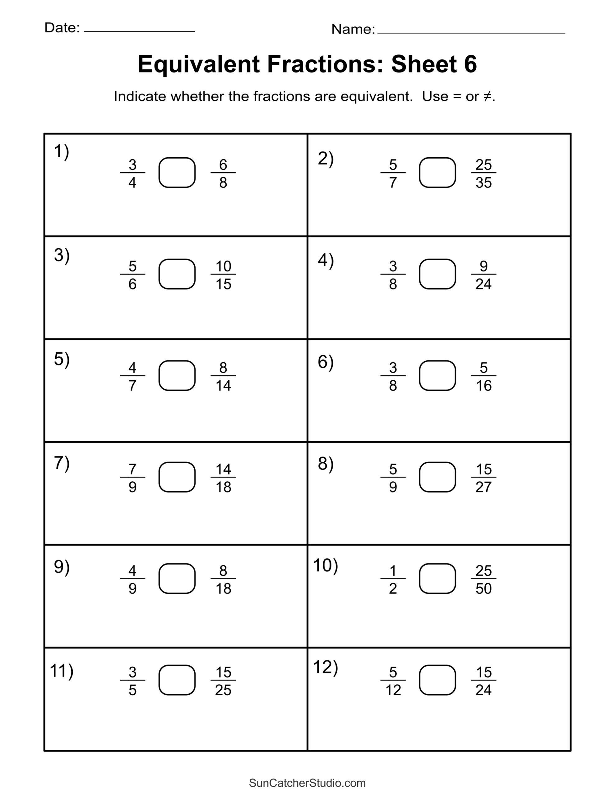 Equivalent Fractions Finding And Writing Equal Fractions Free 