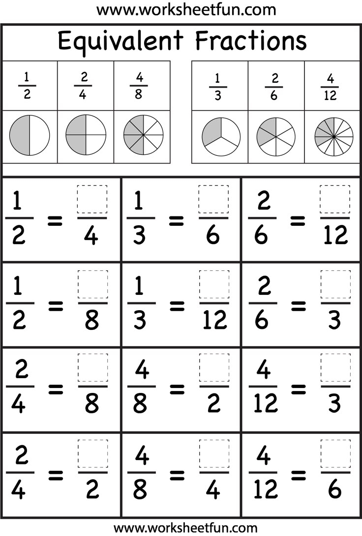 Free Printable Equivalent Fractions Worksheets