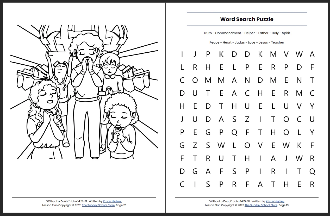 Printable Bible Worksheets For Kids