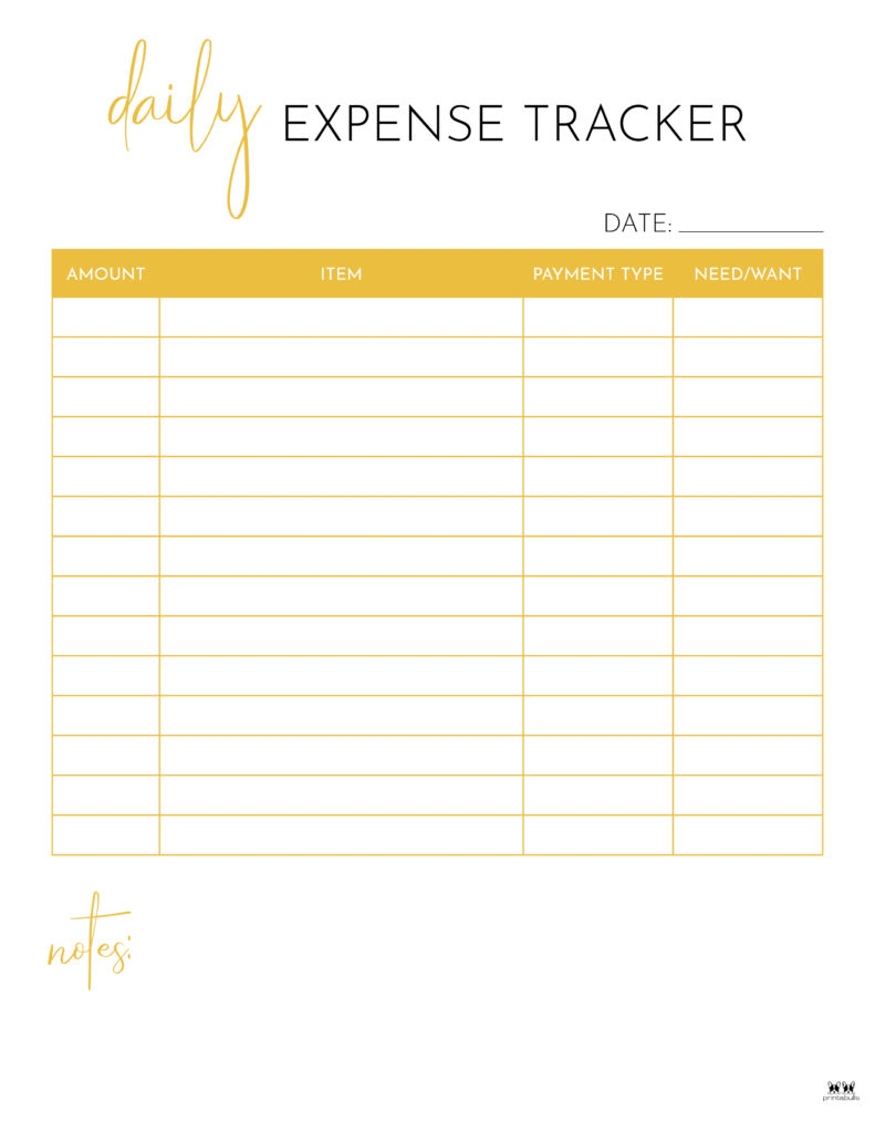 Printable Form Keep Track Of Expenses Free