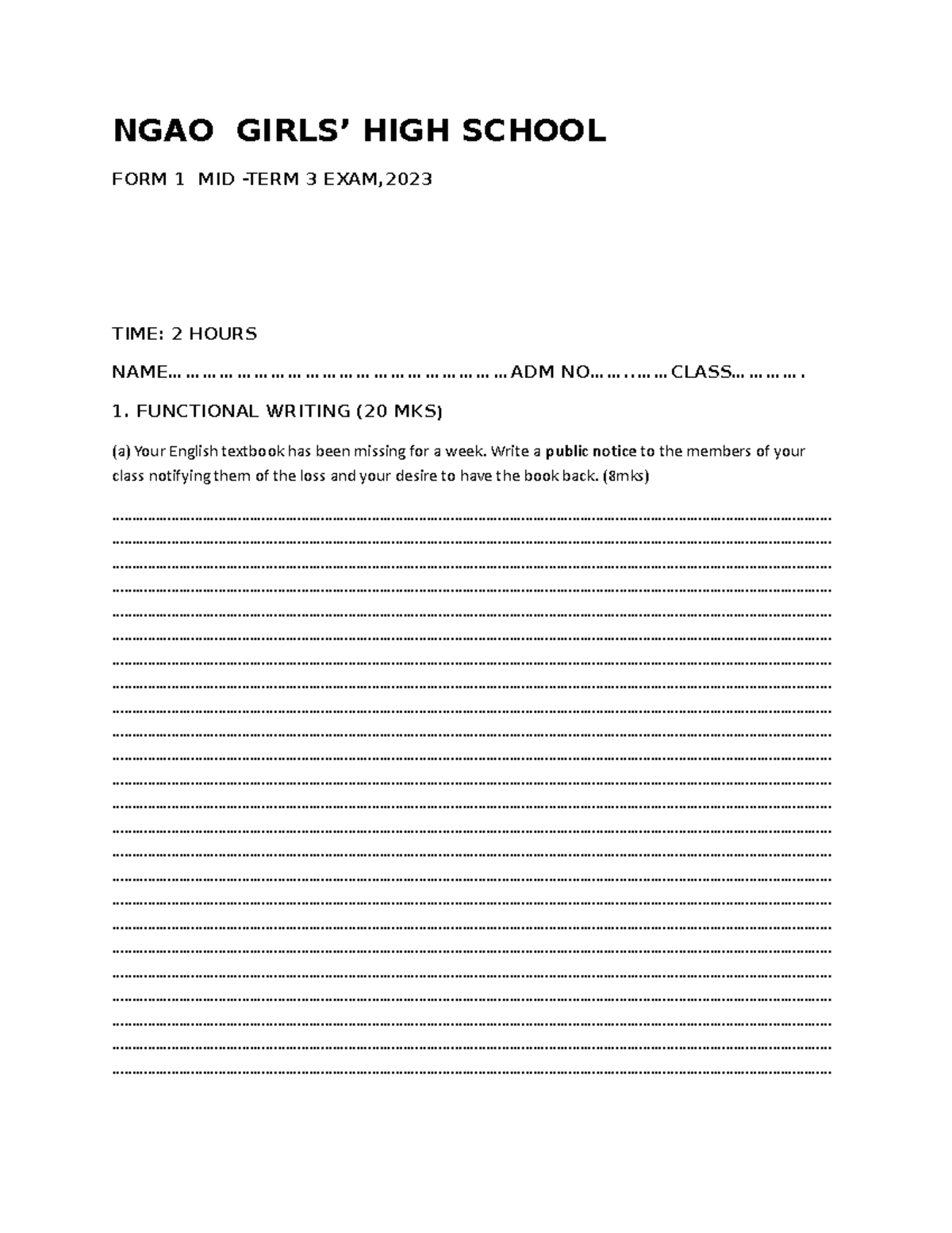 F1 ENG ET3 MIDTERM 3 EXAM FUNCTIONAL WRITING amp ORAL SKILLS Studocu
