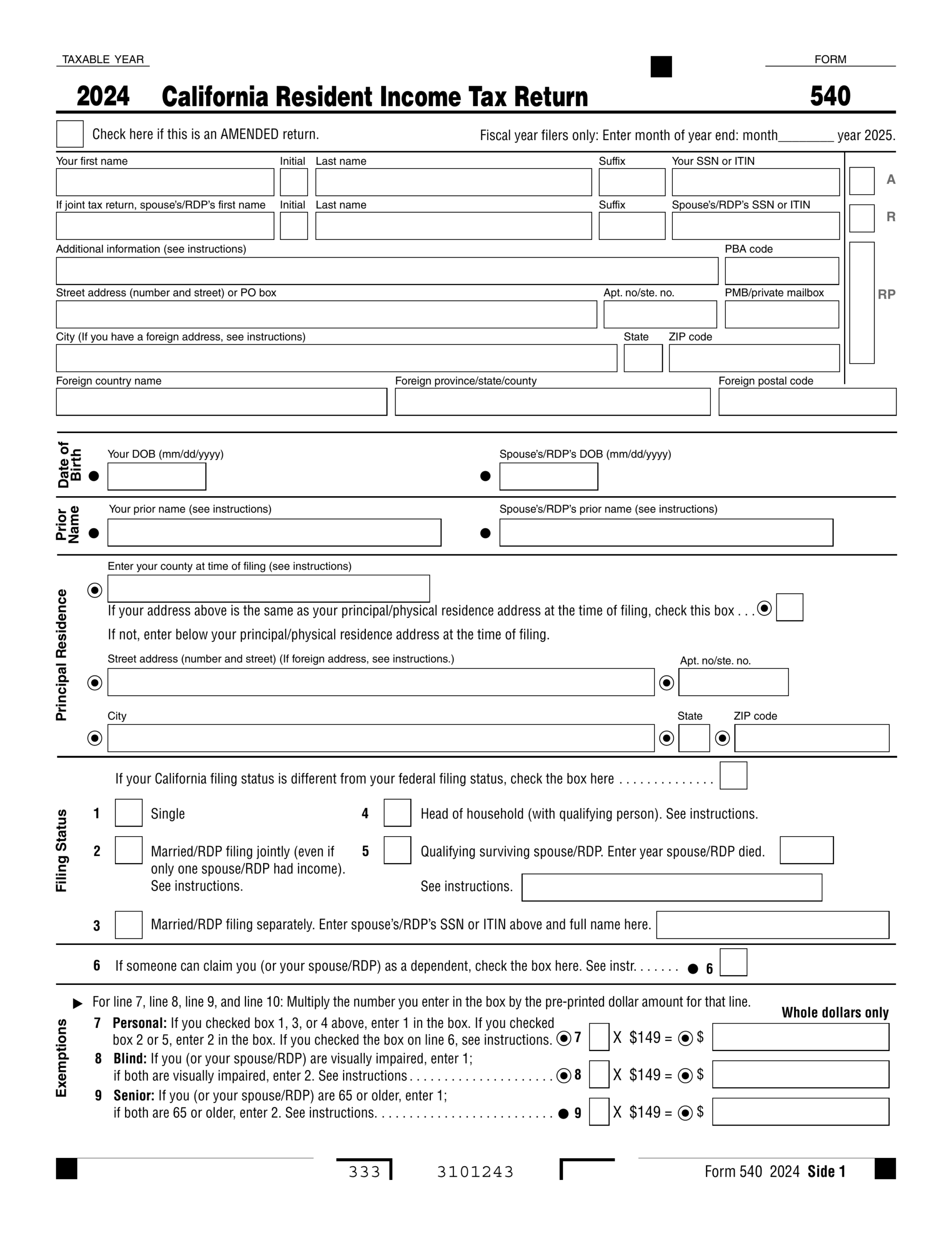 Fill Form 540 2024 2025 Create Edit Forms Online