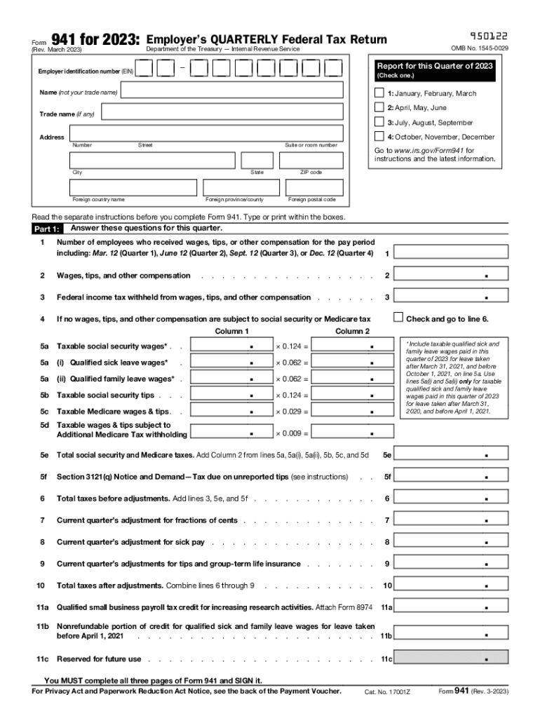 941 Form 2023 Printable Schedule B