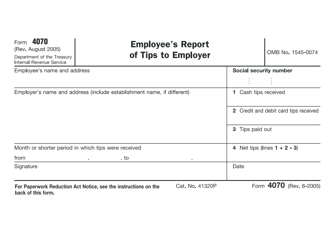 Irs Tip Form 4070