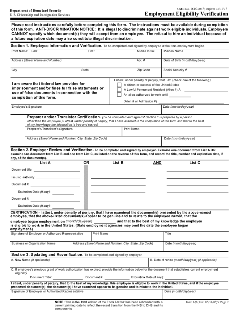 Fillable I9 Fill Out amp Sign Online DocHub