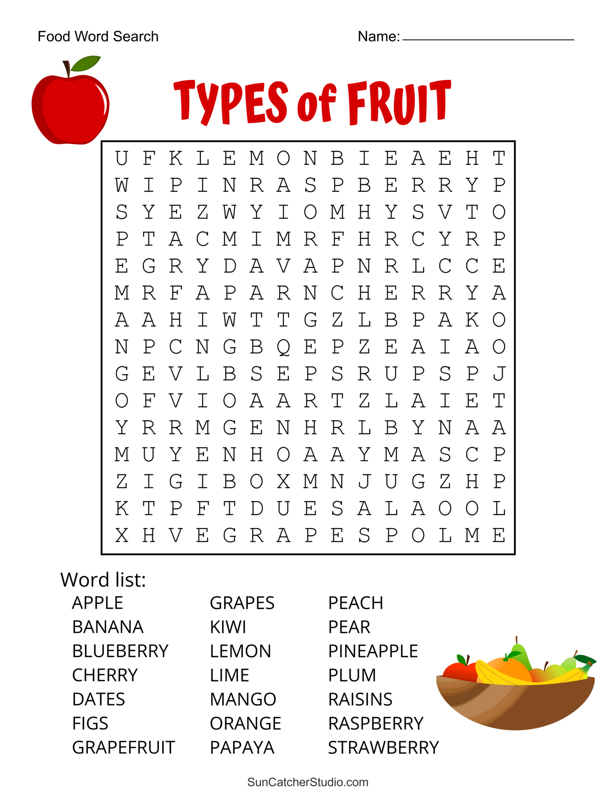 Food Word Search Puzzles Printable