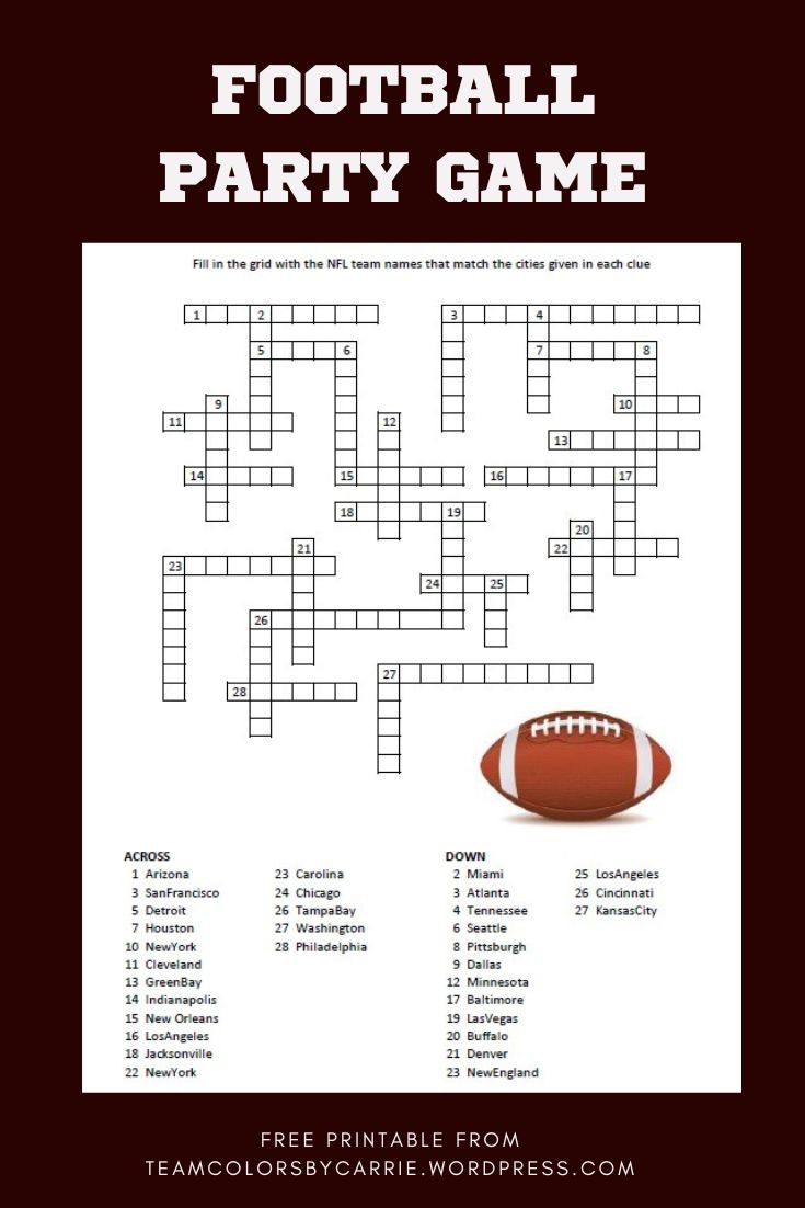 Free Printable Football Crossword Puzzles
