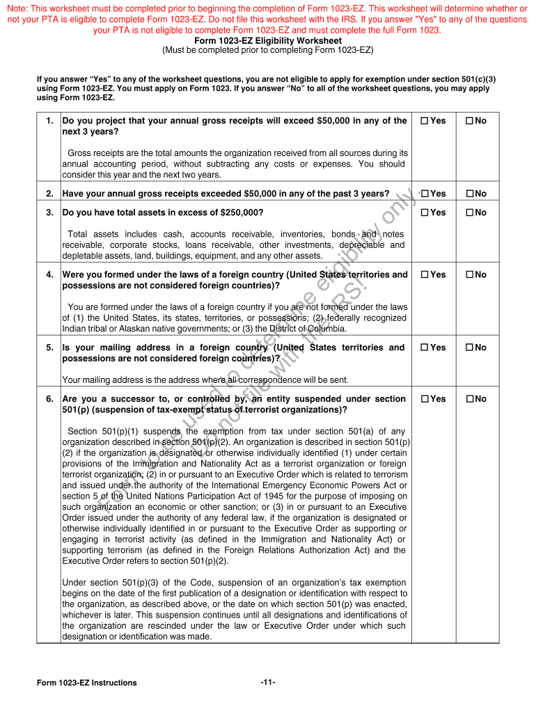 Irs Form 1023-Ez Pdf
