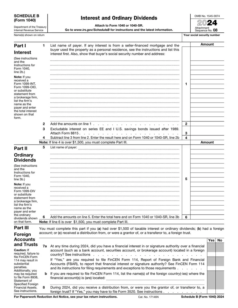 Form 1040A Or 1040 Schedule B Fill And Sign Online With Lumin