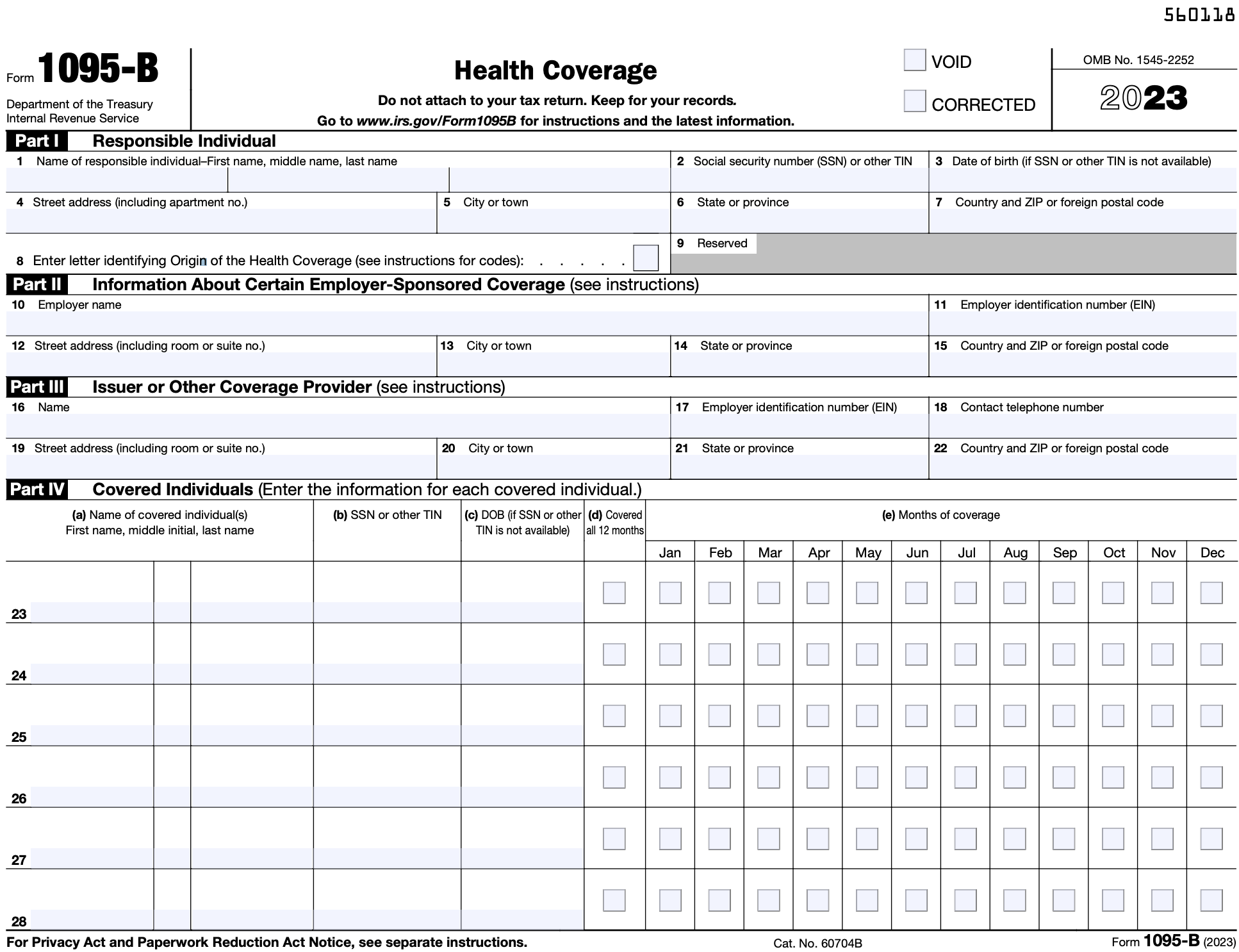 Form 1095 B