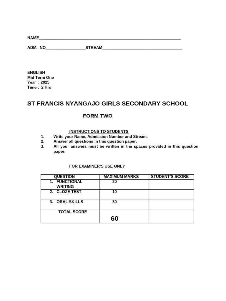 Form 2 2025 Mid1 PDF