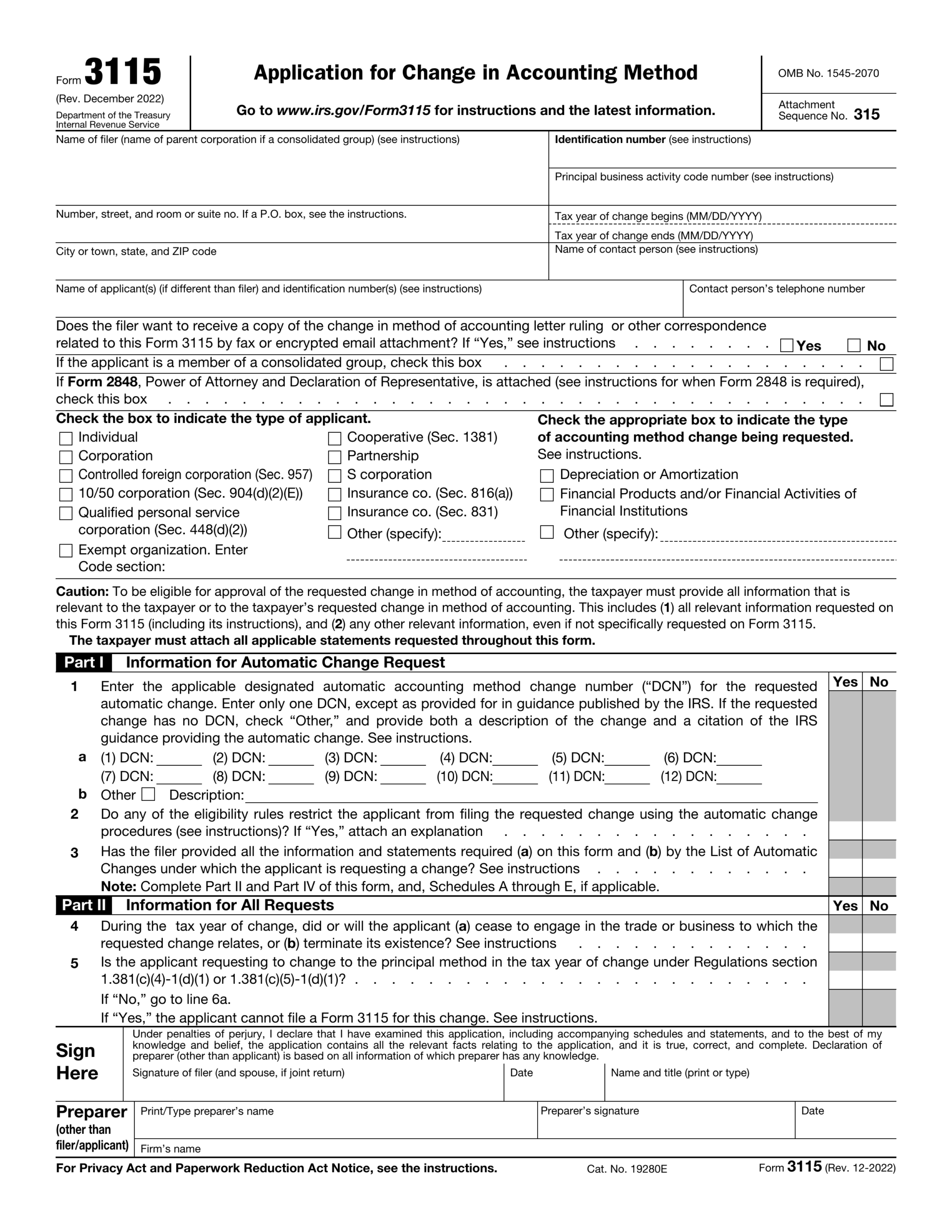 Form 3115 2024 2025 Fill Official Forms Online PDF Guru