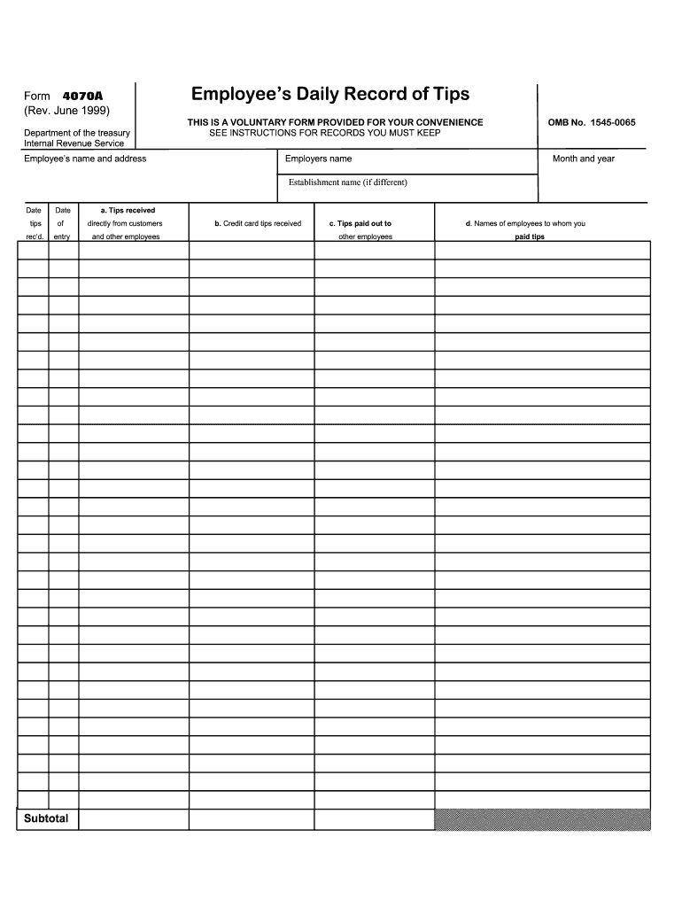 Irs Form 4070 A