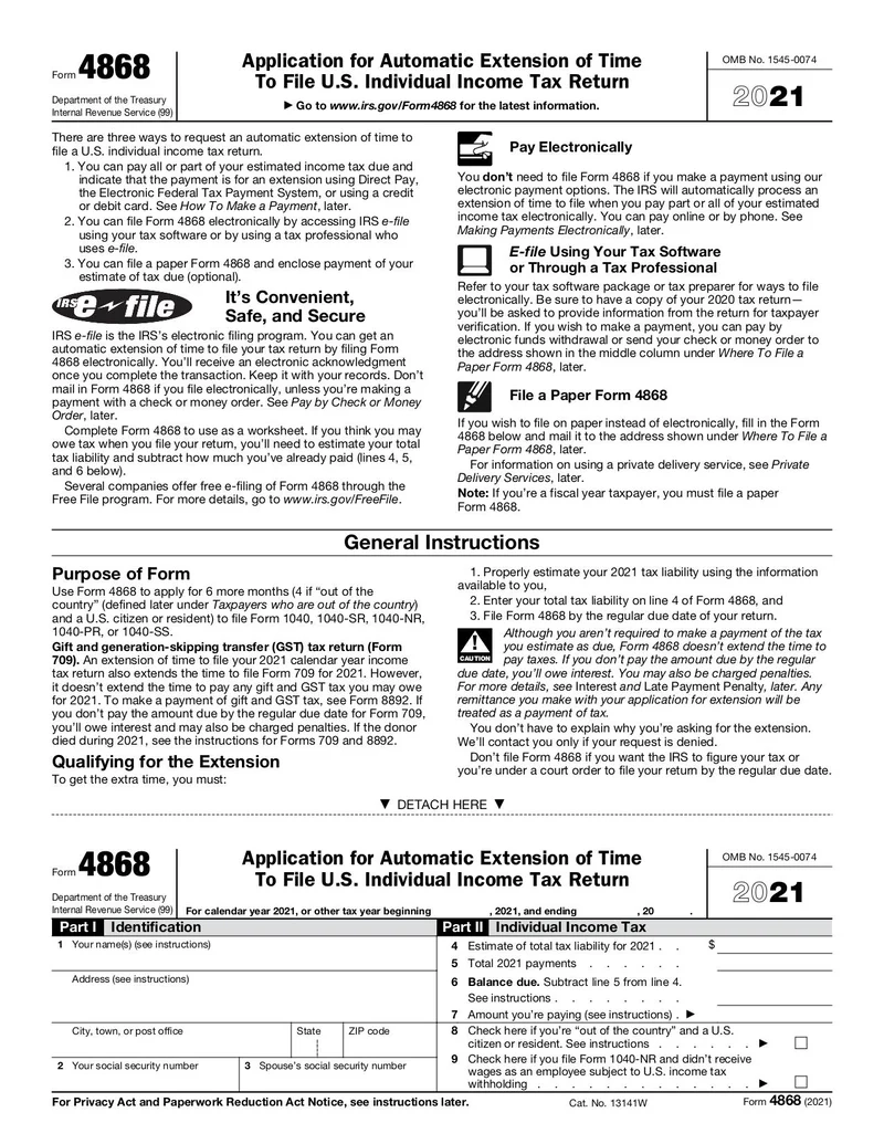 Example Of Form 4868 Filled Out