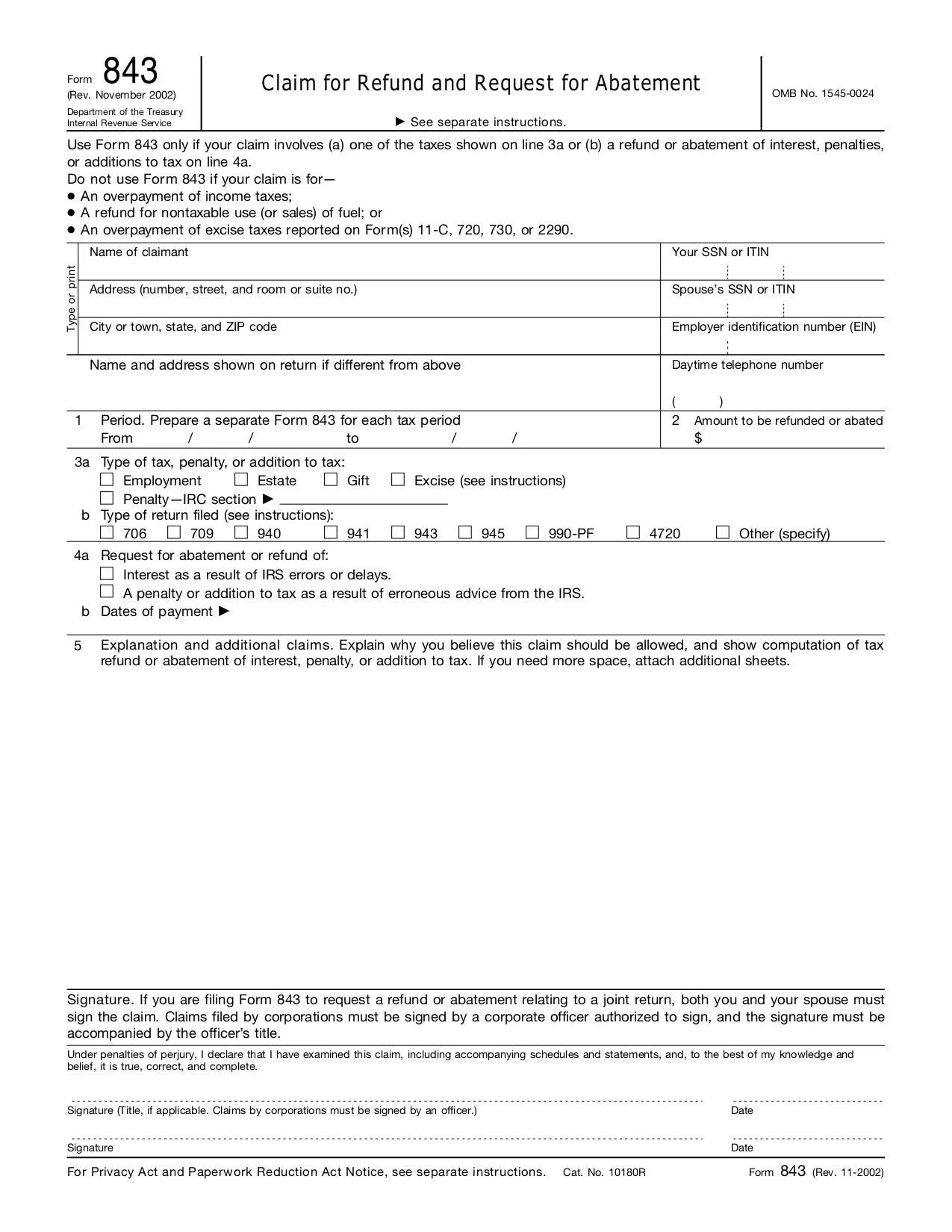Irs Form 843 2022
