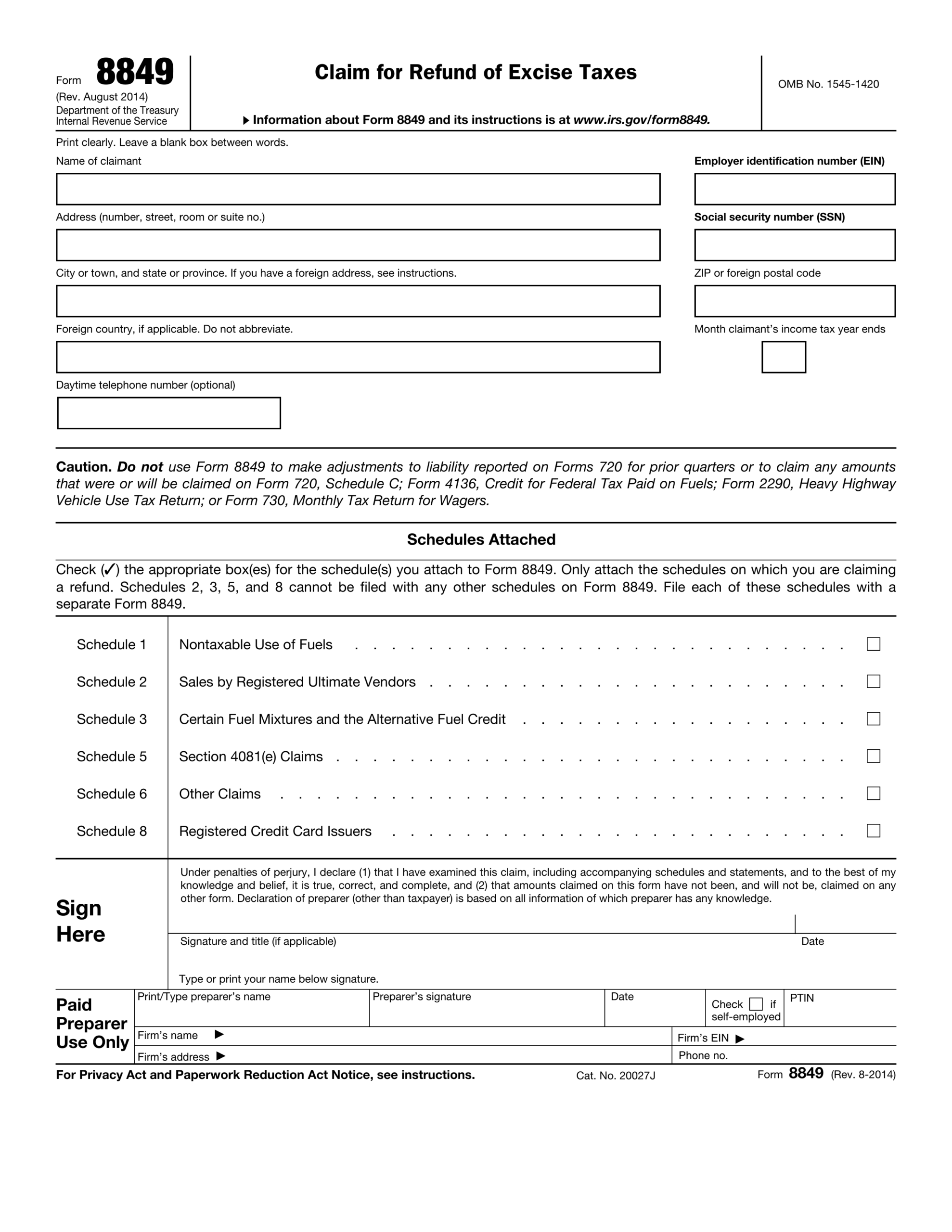 Form 8849 2024 2025 Fill Official Forms Online PDF Guru