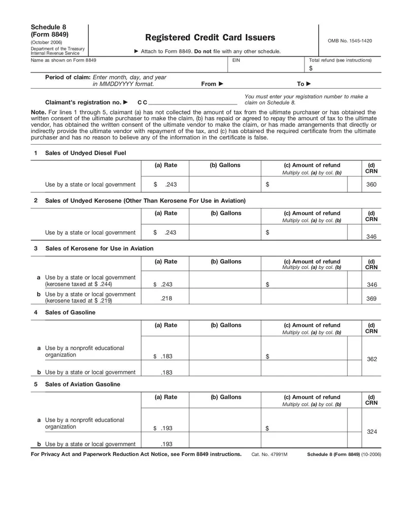 Form 8849 Schedule 2 Fillable
