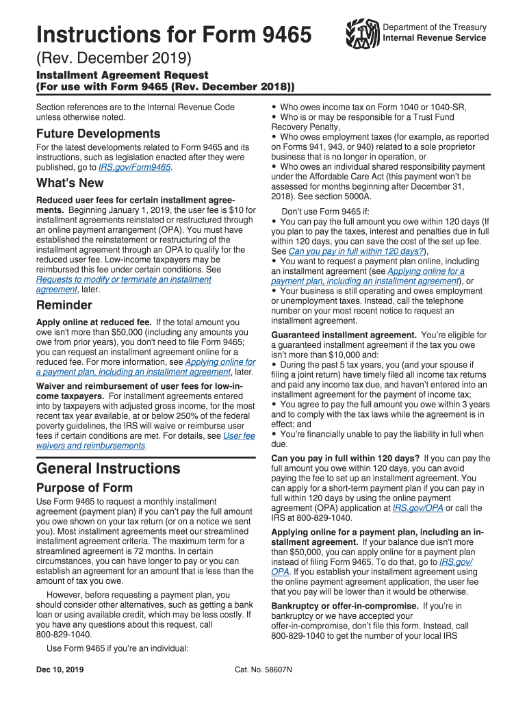 Irs Form 9465 Instructions