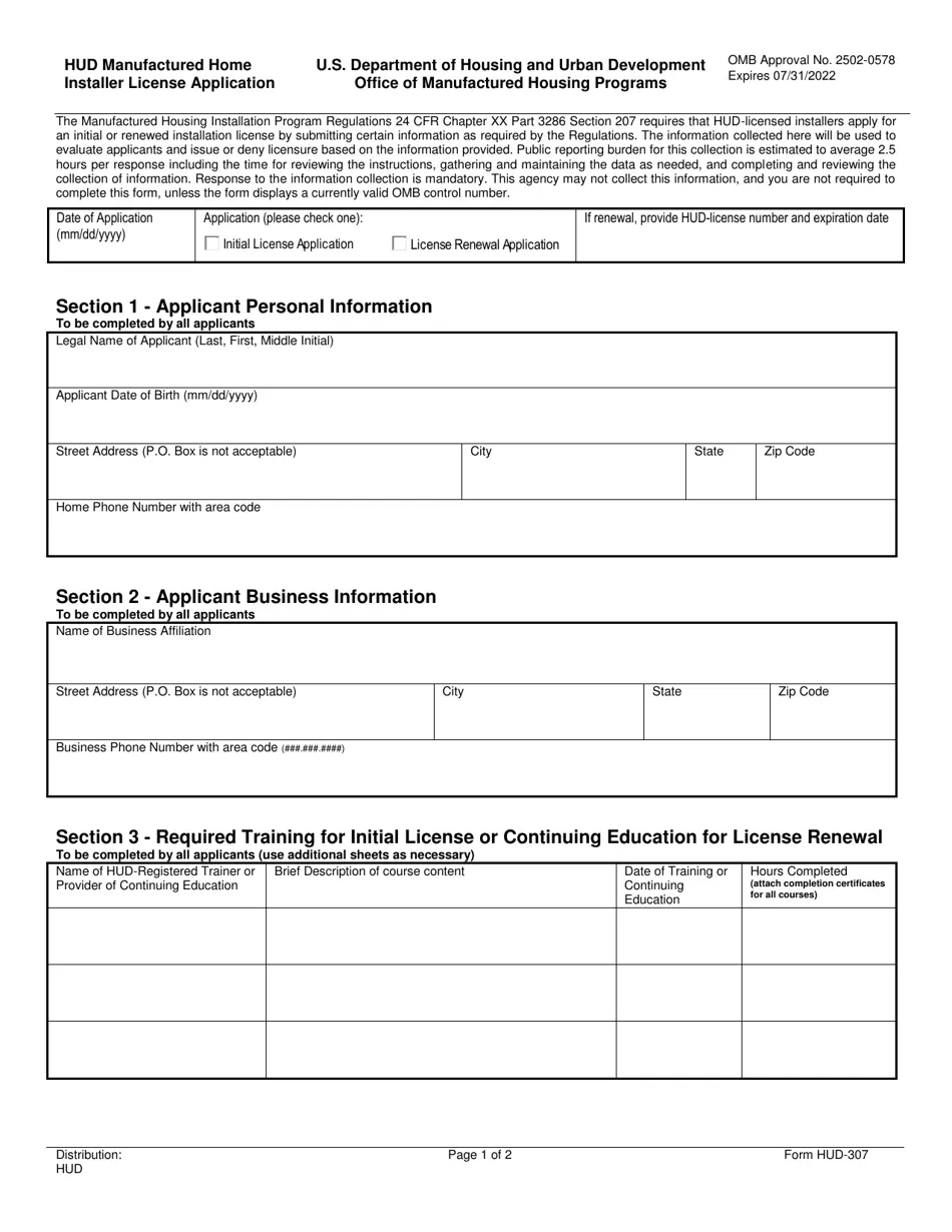 Hud Form 309 Pdf