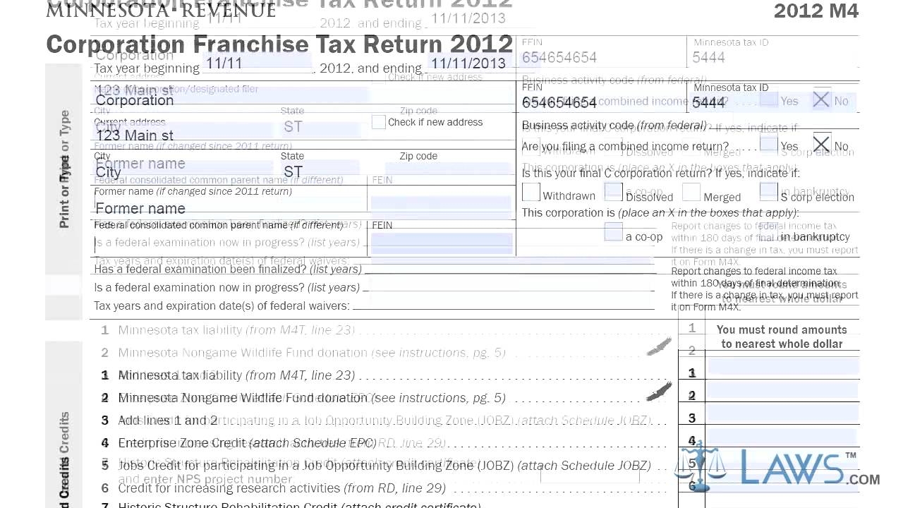 Form M4 Corporation Franchise Tax Return