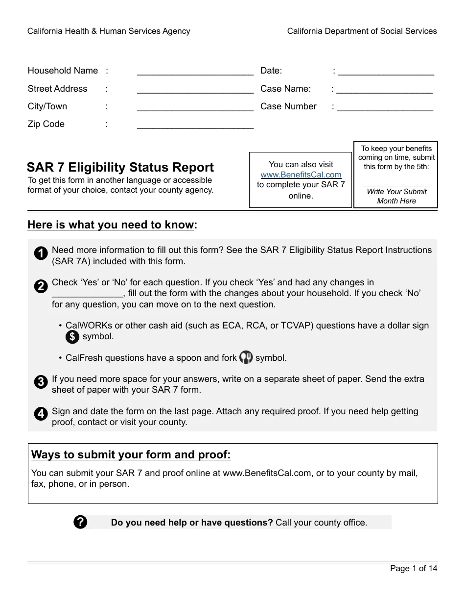 Calfresh Sar 7 Form California