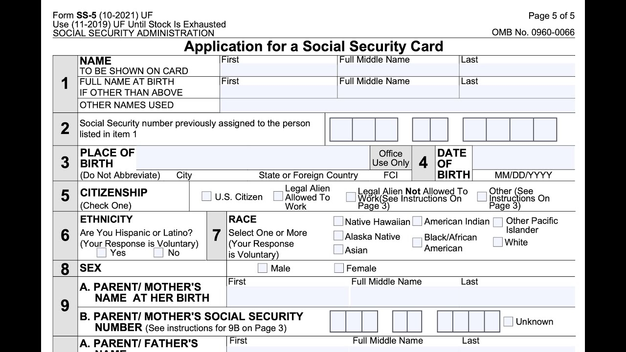 Form SS 5 Walkthrough Application For Social Security Card 