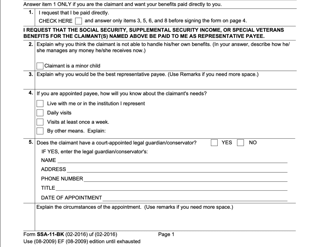 Form SSA 11 BK A Representative Payee Guide