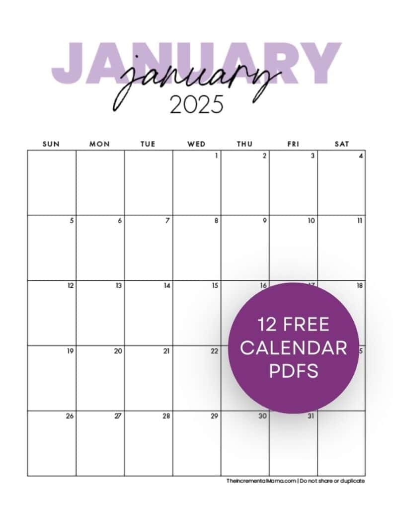 Blank 2025 Calendar Printable Pdf