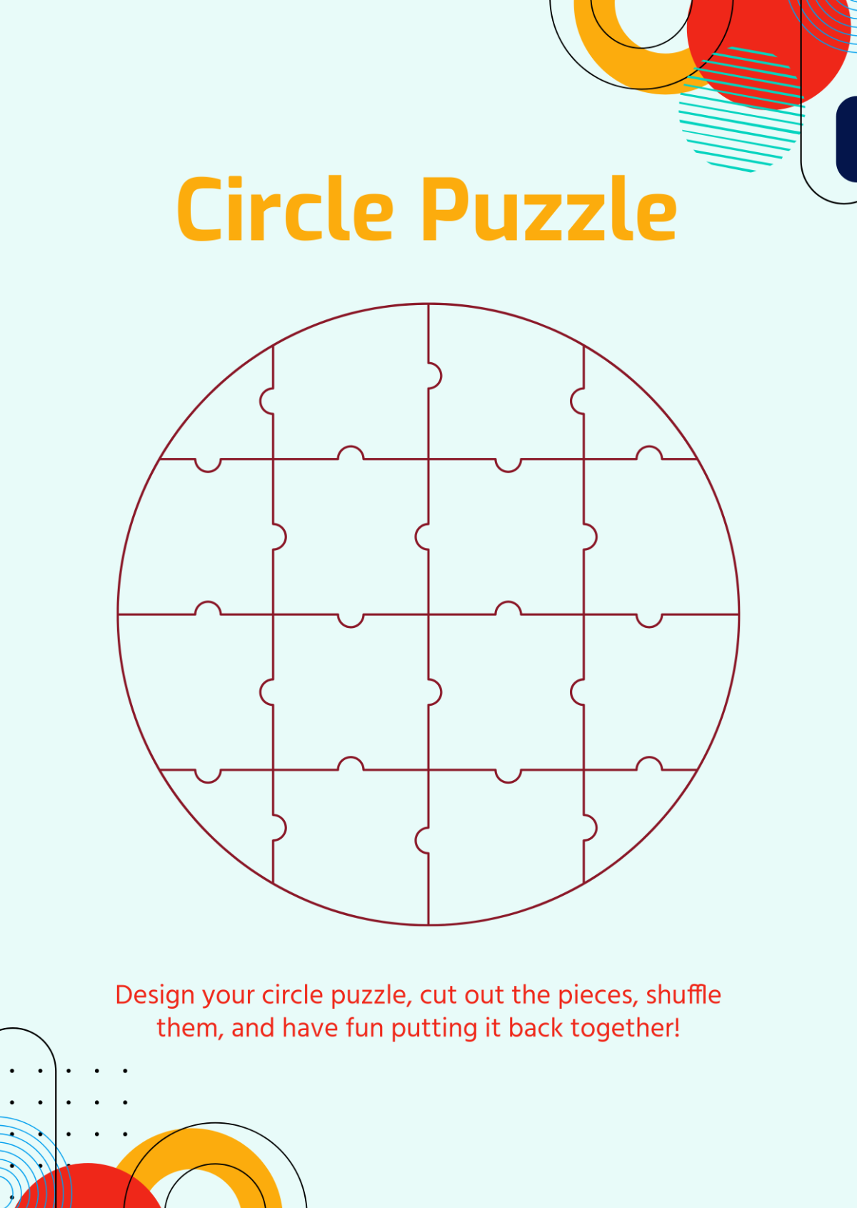Free Circle Puzzle Template To Edit Online