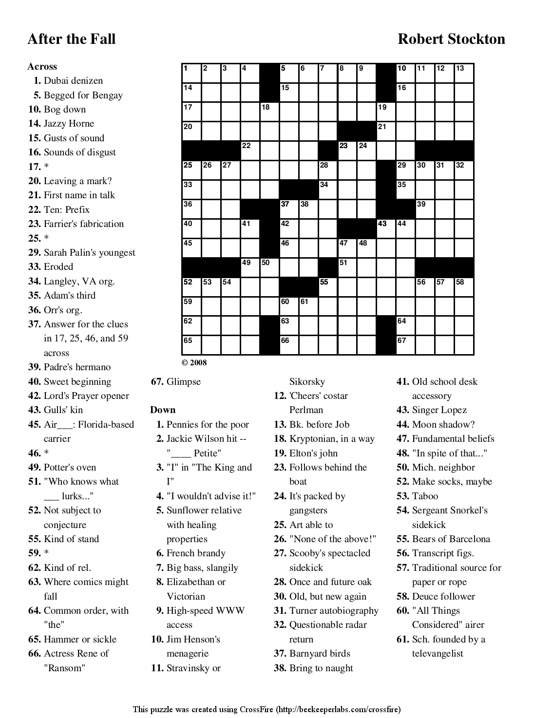 Fall Crossword Puzzles Printable Adult