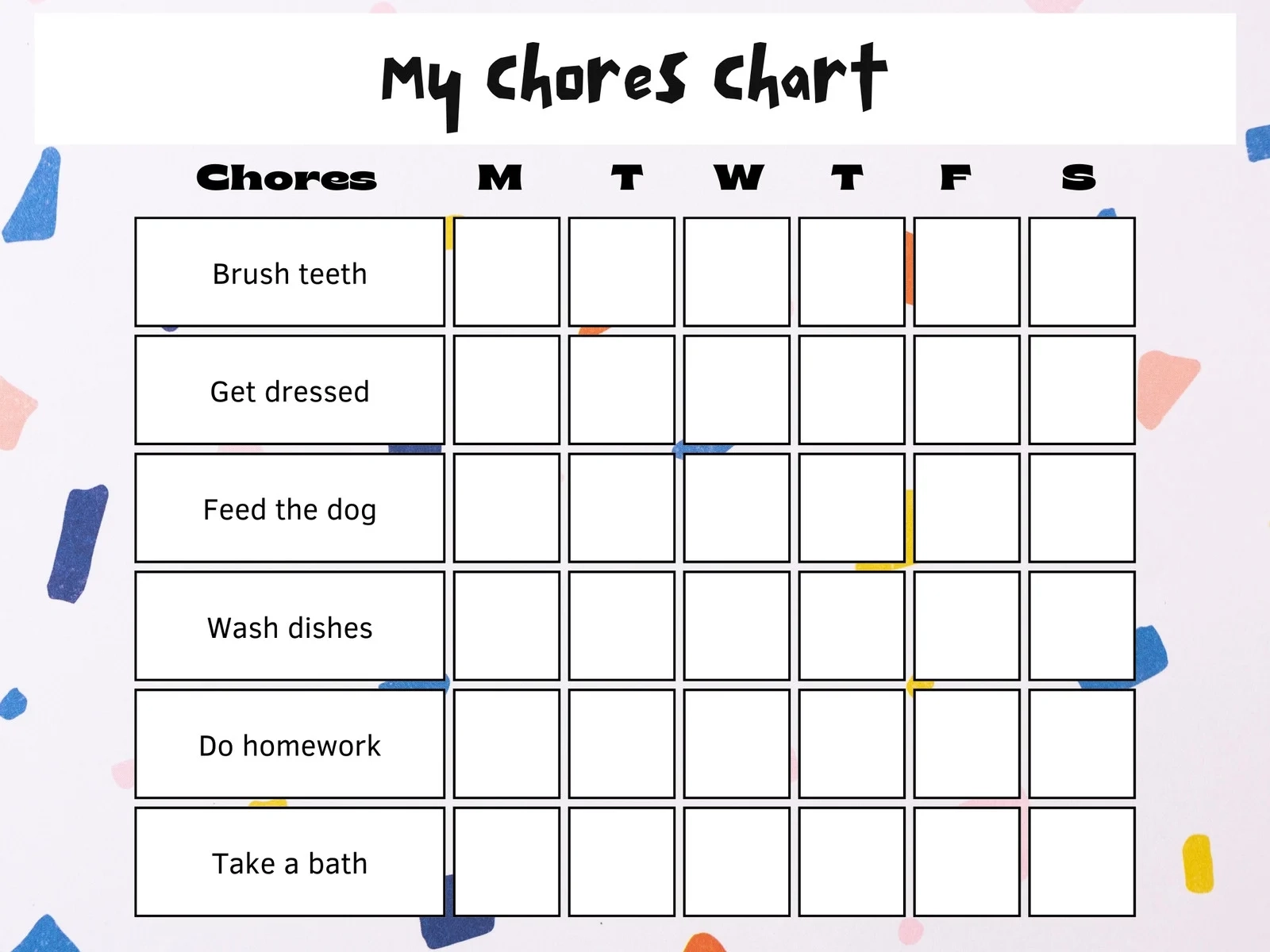 Free Printable Responsibility Chart