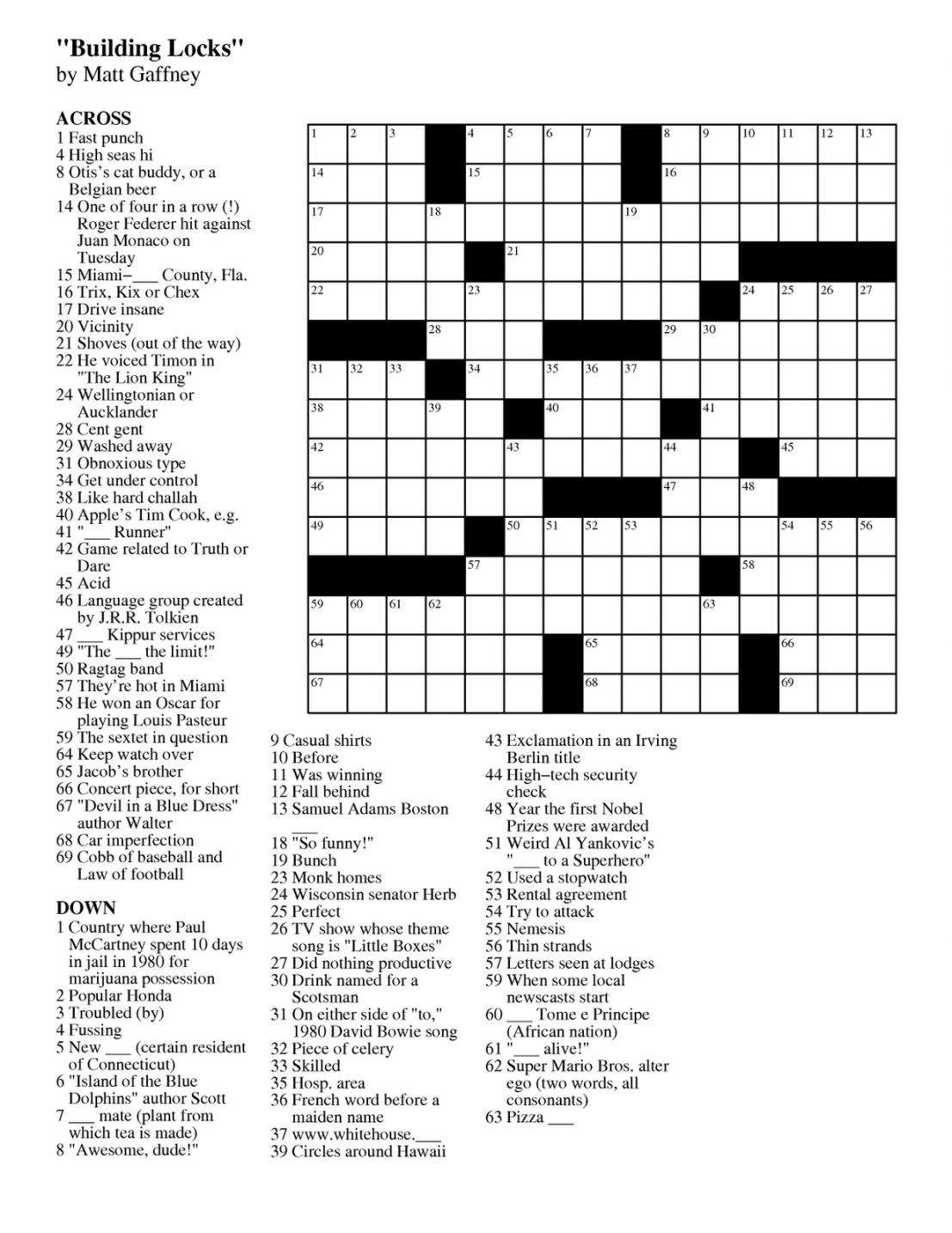 Daily Printable Crossword Puzzles Free