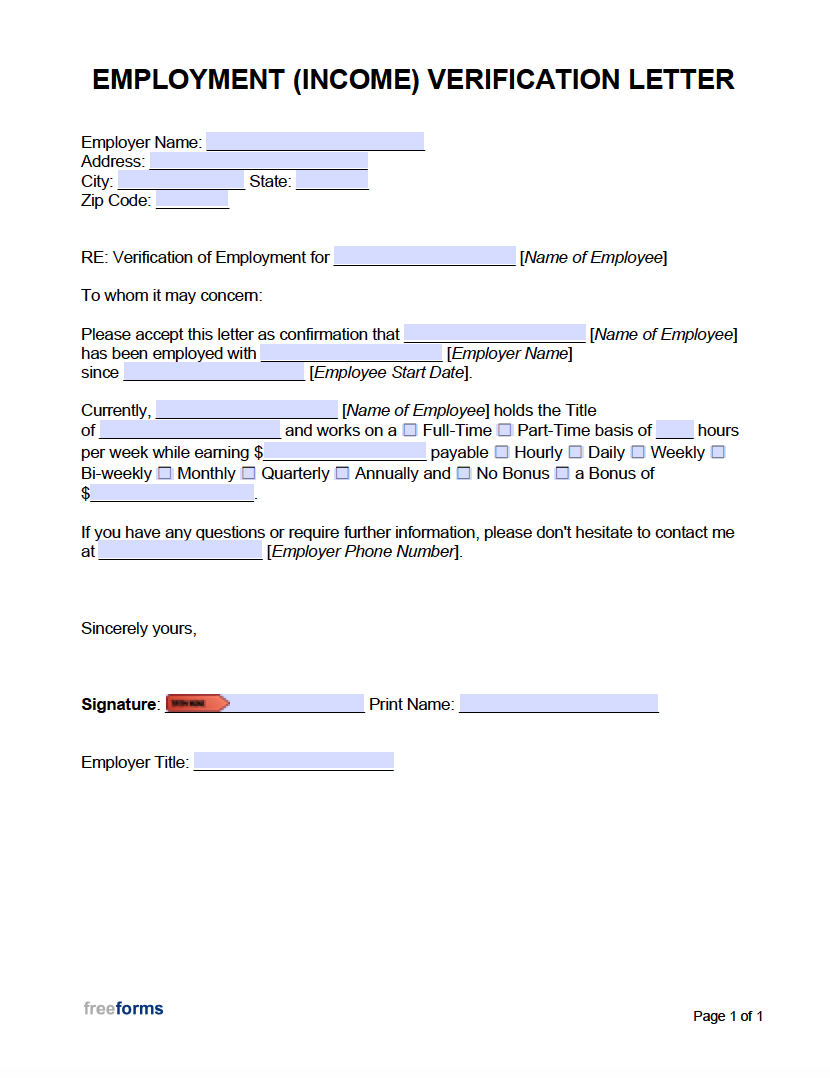Printable Employment Verification Forms