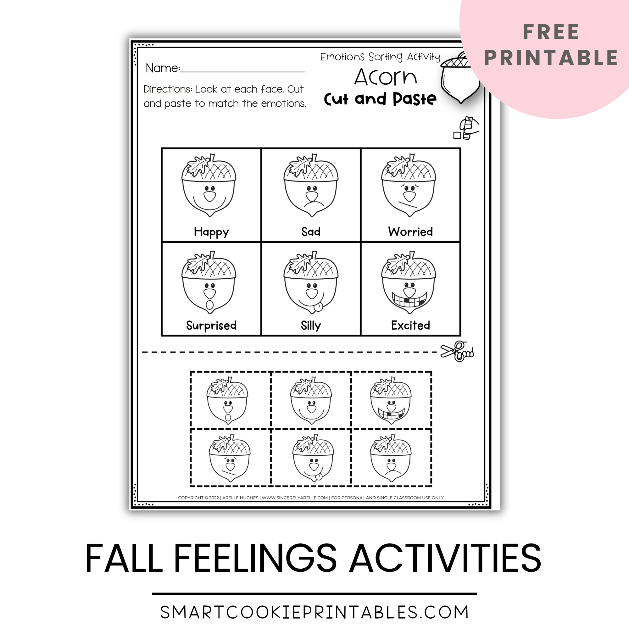Free Fall Cut And Paste Worksheets Identifying Emotions Smart 