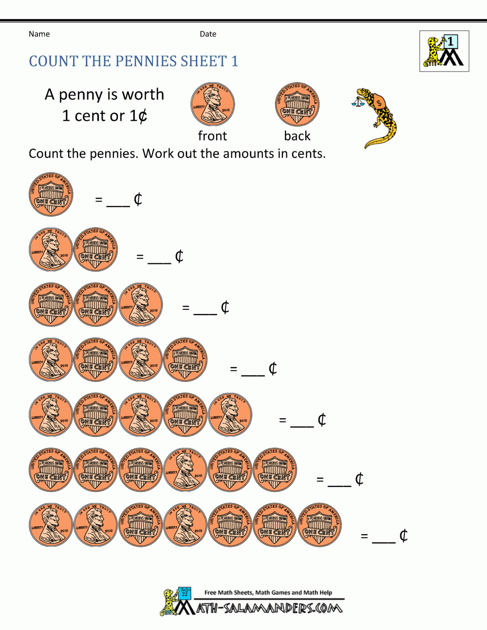 Identifying Money Worksheets Printable