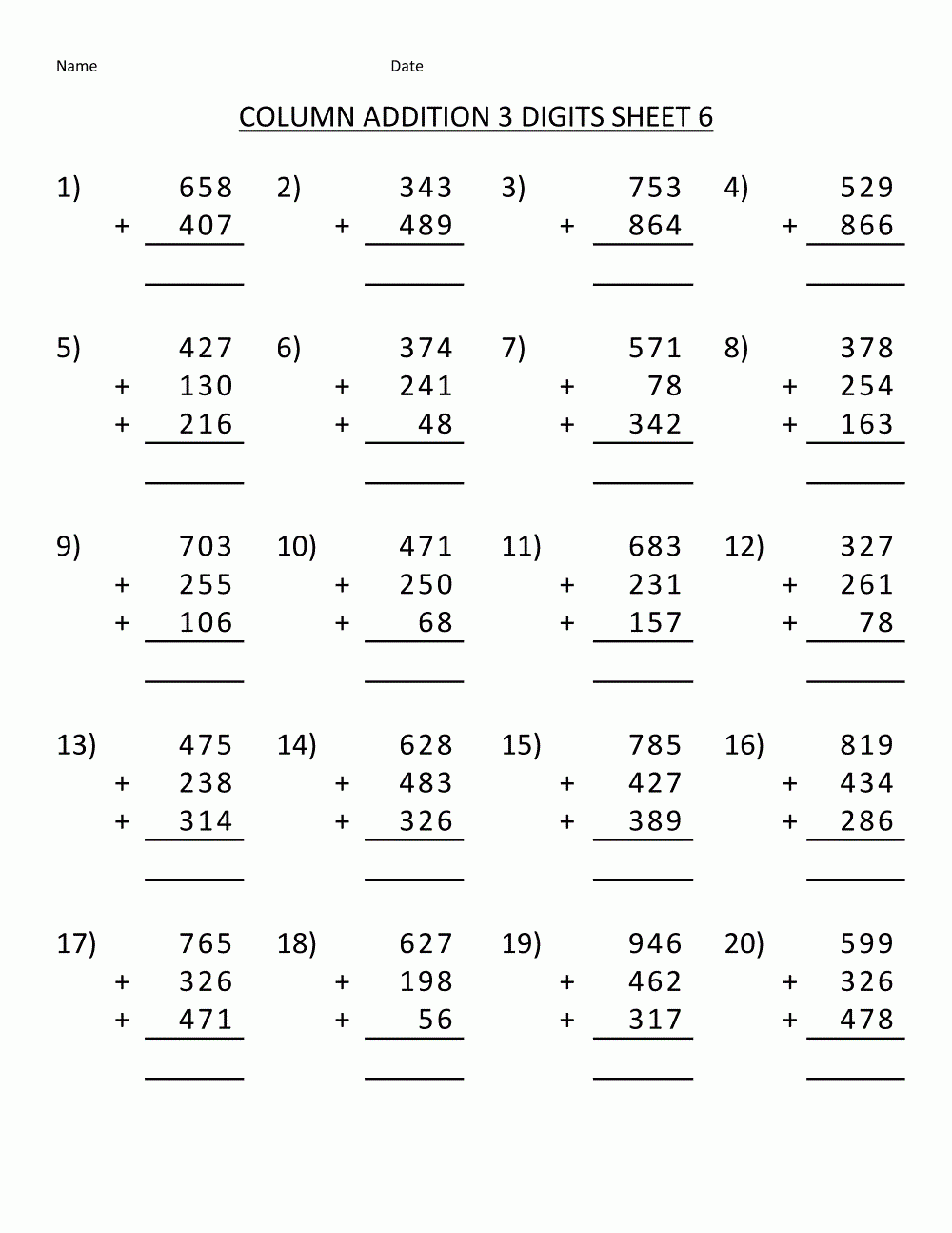 Math Printable Worksheets Addition