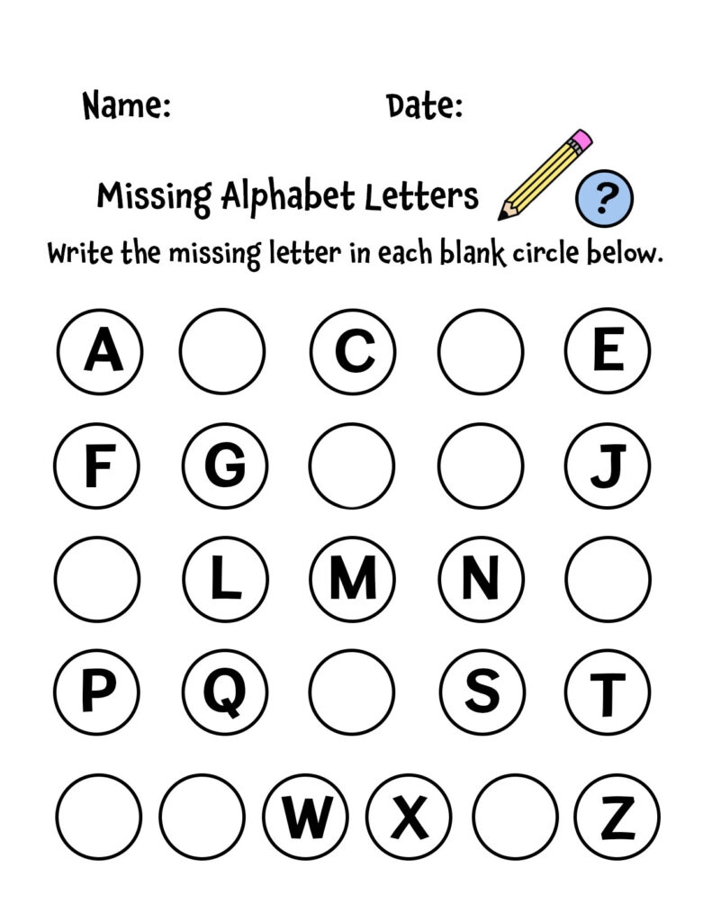 Alphabet Missing Letter Worksheets Printable