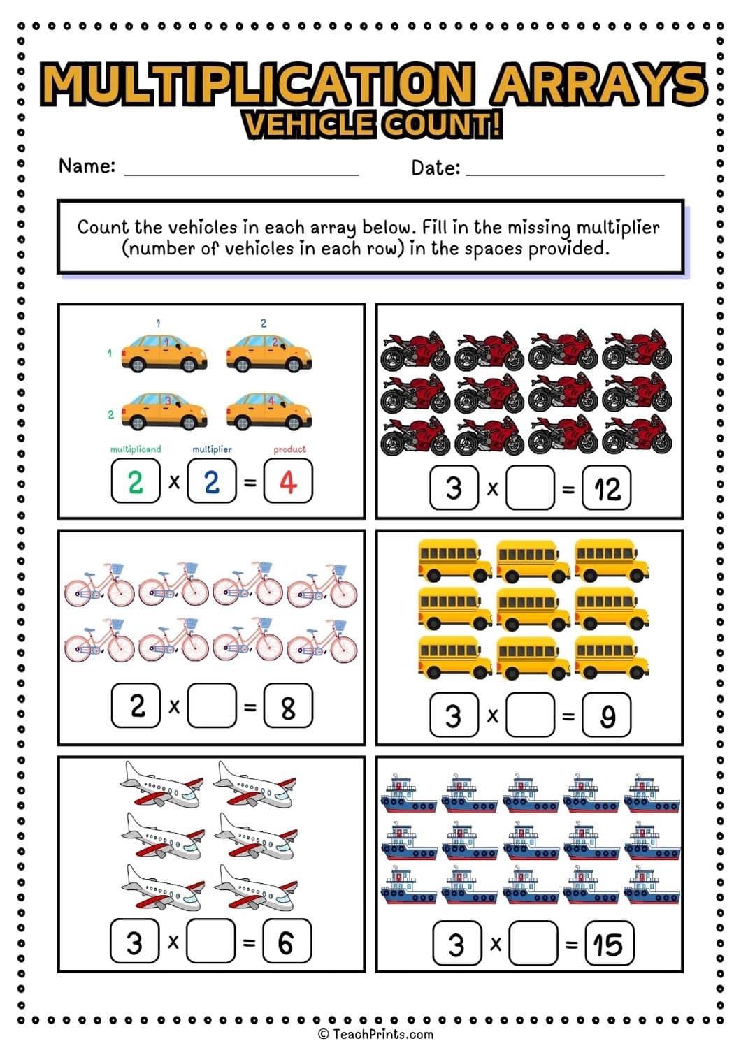 Free Printable 3rd Grade Array Worksheets