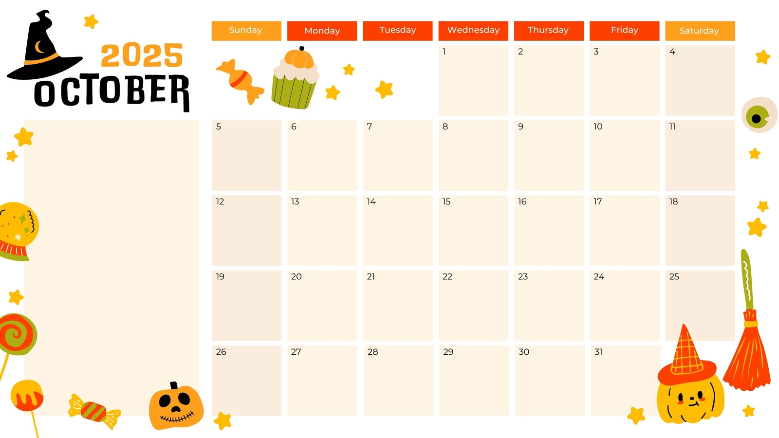 Blank Printable October Calendars