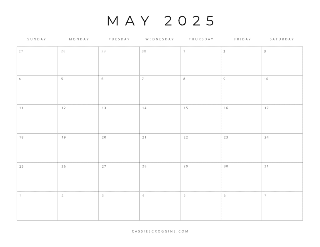 Free Printable Blank 2025 Calendar