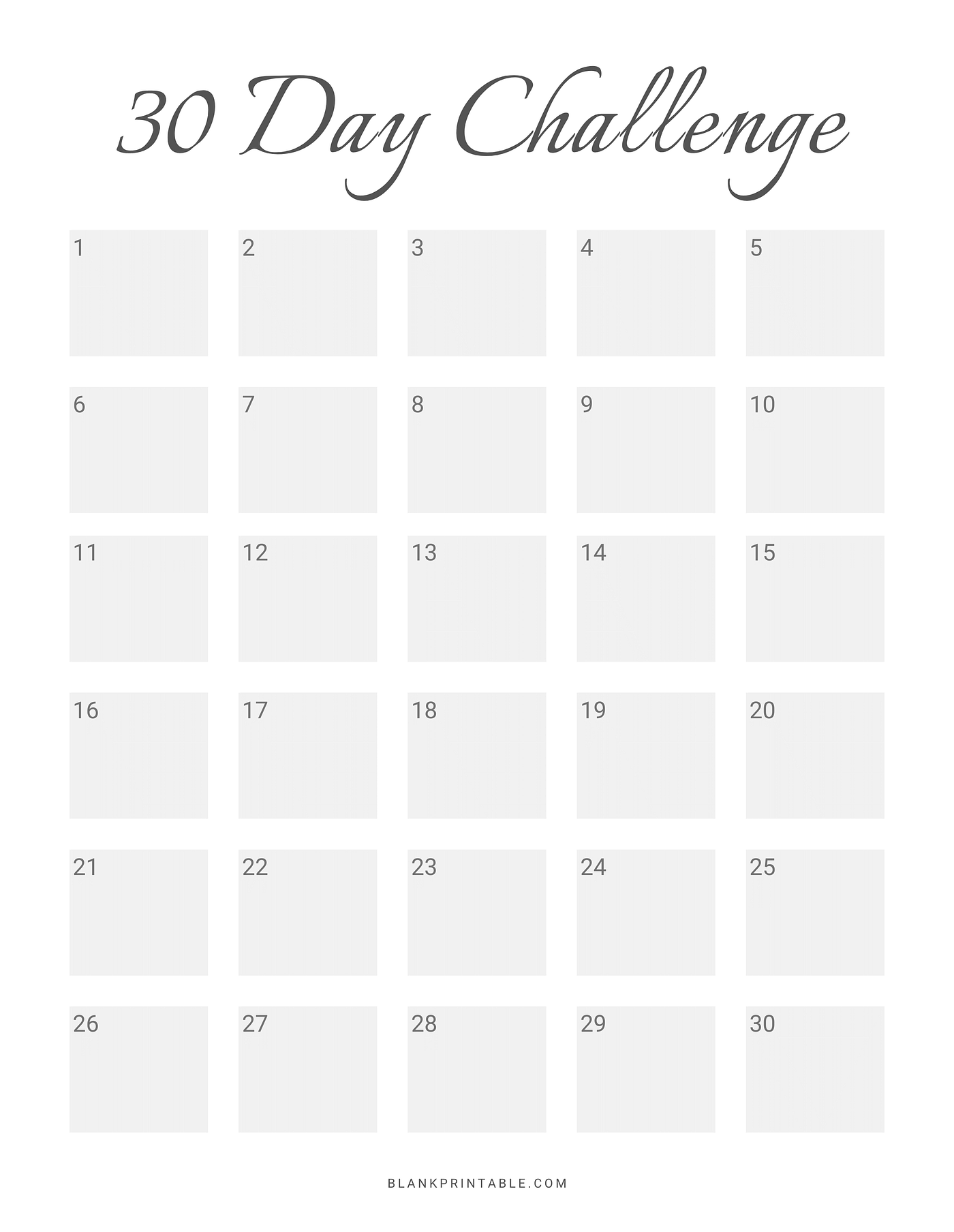 Blank 30 Day Calendar Printable