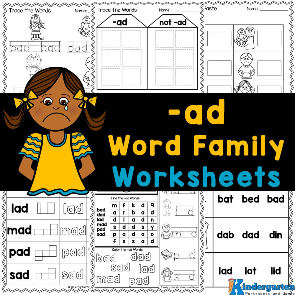 Free Printable Ad Word Family Worksheets