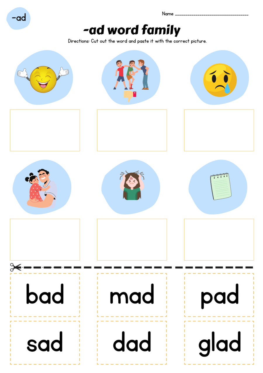 FREE Printable ad Word Family Worksheets Worksheets Library