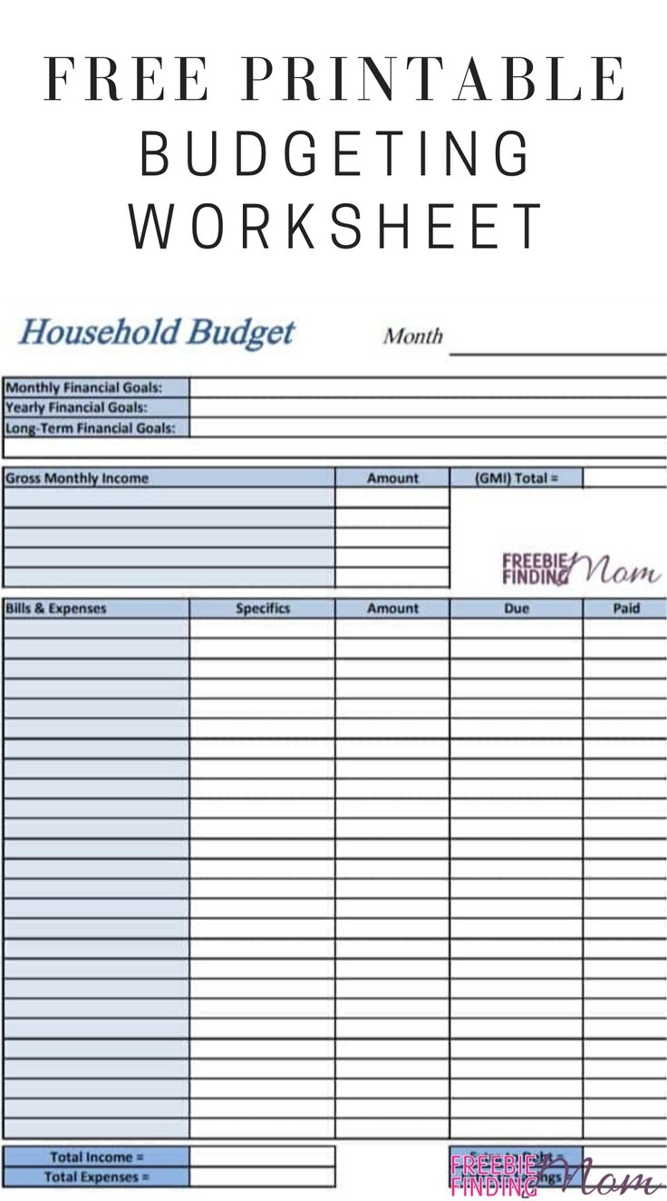 Budget Printable Worksheet